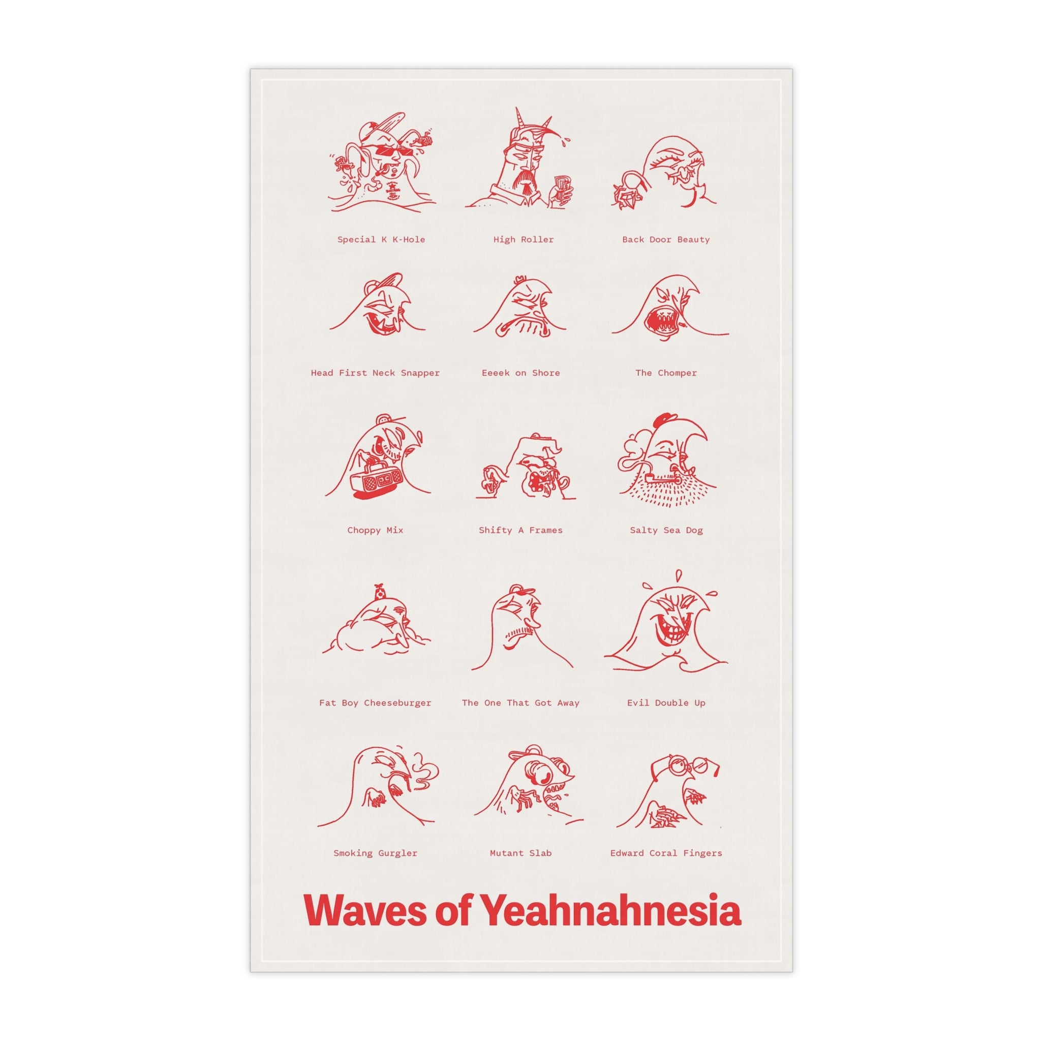Waves of Yeahnahnesia Tea Towel