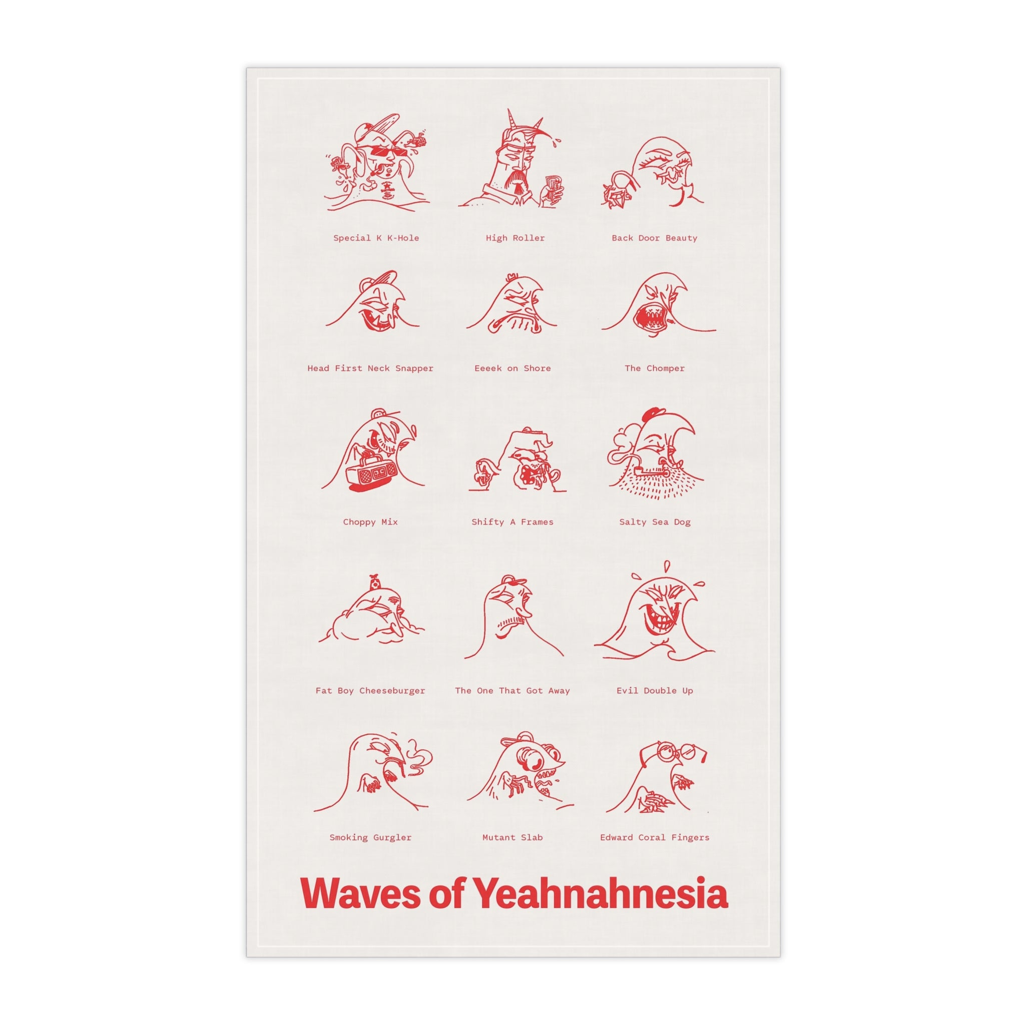 Waves of Yeahnahnesia Tea Towel