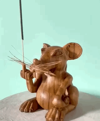 Ratbag Incense Burner Carved Wooden Sculpture